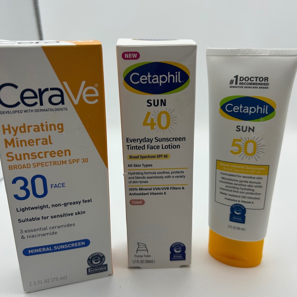 CeraVe & Cetaphil Sunscreen Bundle SPF 30 40 50 Mineral Tinted Sensitive Skin